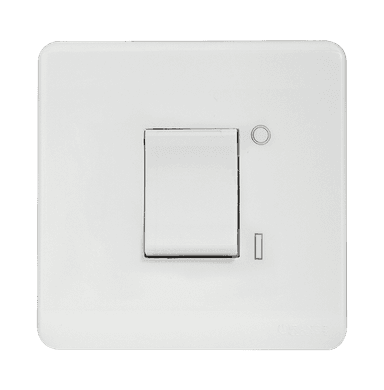 SCINTILLA 20Amp. Double Pole Switch with Indicator + Earth Bar White with White Surround