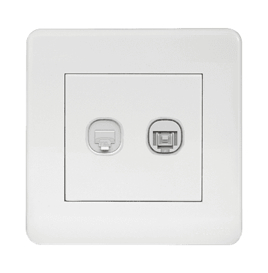 SCINTILLA 2Gang Telephone + Data Outlet White with White Surround