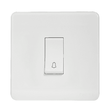 SCINTILLA 16Amp. 1Gang 1Way Bell Press Switch White with White Surround