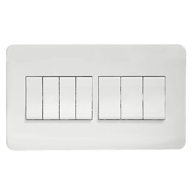 SCINTILLA 16Amp. 7Gang 1Way Switch White with White Surround