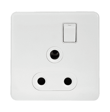 SCINTILLA 15Amp. Single Switched Socket Outlet White with White Surround