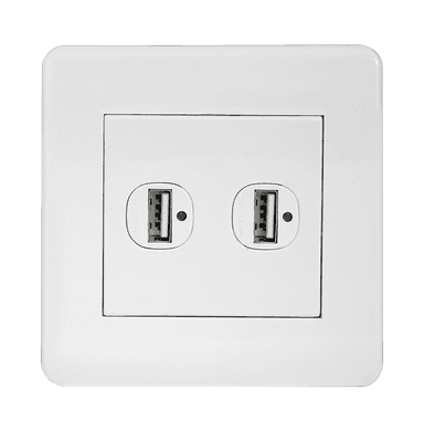 SCINTILLA 2.1Amp. 2Gang Type-A USB Charger Outlet White with White Surround