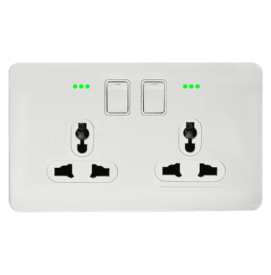SCINTILLA 13Amp. Twin Multi Switched Socket Outlet with Indicator White with White Surround