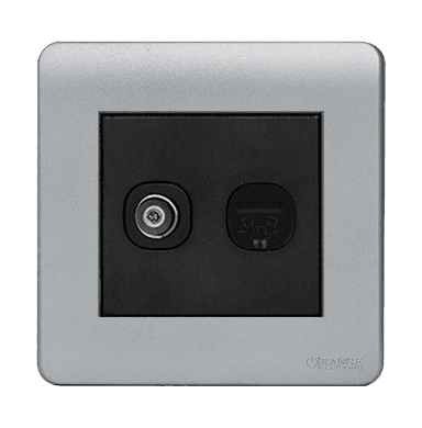SCINTILLA 2Gang TV Co-Axial (75Ohm) + Telephone Outlet B/Matte with S/Matte Surround