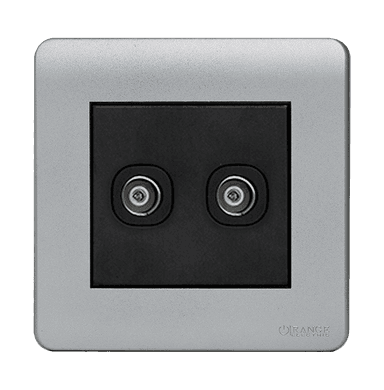 SCINTILLA 2Gang TV Co-Axial Outlet (75Ohm) B/Matte with S/Matte Surround
