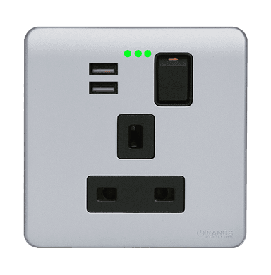 SCINTILLA 13Amp. Single Switched Socket Outlet with Indicator + 3.4Amp. Type-A USB B/Matte with S/Matte Surround