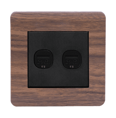 SCINTILLA 2Gang 4Wire Telephone Outlet B/Matte with Kumbuk Surround