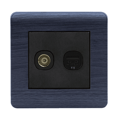 SCINTILLA 2Gang TV Co-Axial (75Ohm) + Telephone Outlet B/Matte with Kaluwara Surround