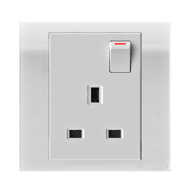 AKOYA 13Amp. Single Switched Socket Outlet White with White Surround