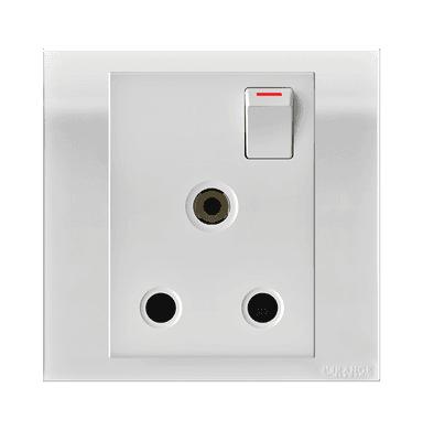 AKOYA 15Amp. Single Switched Socket Outlet White with White Surround