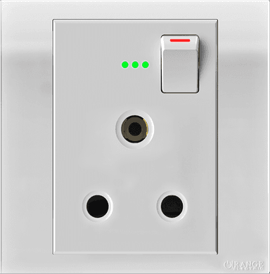 AKOYA 15Amp. Single Switched Socket Outlet with Indicator White with White Surround