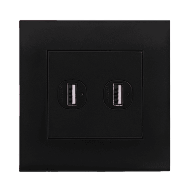 AKOYA 2.1Amp. 2Gang Type-A USB Charger Outlet B/Matte with B/Matte Surround