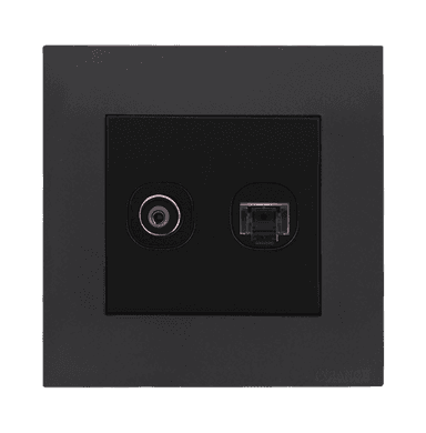AKOYA 2Gang TV Co-Axial (75Ohm) + Data Outlet B/Matte with GM/Matte Surround