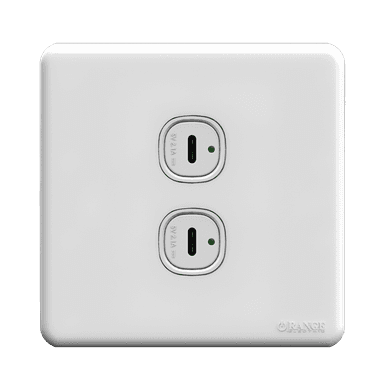 ENIGMA 2.1Amp. 2Gang Type-C USB Charger Outlet Classic White (British Standard)