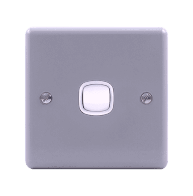 METAL CLAD 20Amp. Double Pole Switch with Mounting Box Grey