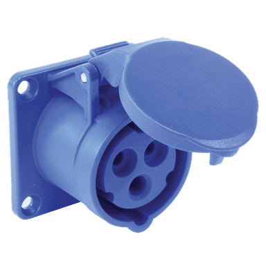 ATLANTIS CEE Series 16Amp. 110V IP44/54 2P+E Straight Flange Socket 50/60Hz - 4h
