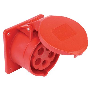 ATLANTIS CEE Series 32Amp. 400V IP44 3P+N+E Straight Flange Socket 50/60Hz - 6h
