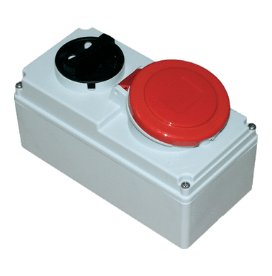 ATLANTIS CEE Series 32Amp. 400V IP44 3P+N+E Switched Interlocked Socket Wall Mounted 50/60Hz - 6h