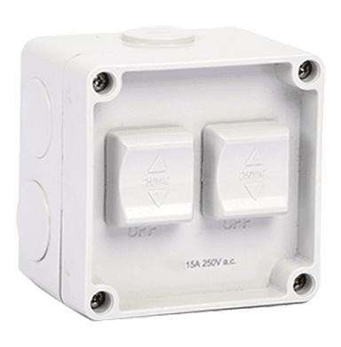 ATLANTIS 56Series 16Amp. 250V IP56 2Gang Surface Mounted Switch 