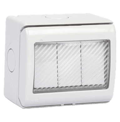 ATLANTIS 56Series 13Amp. 250V IP55 3Gang 1Way Surfce Mounted Switch