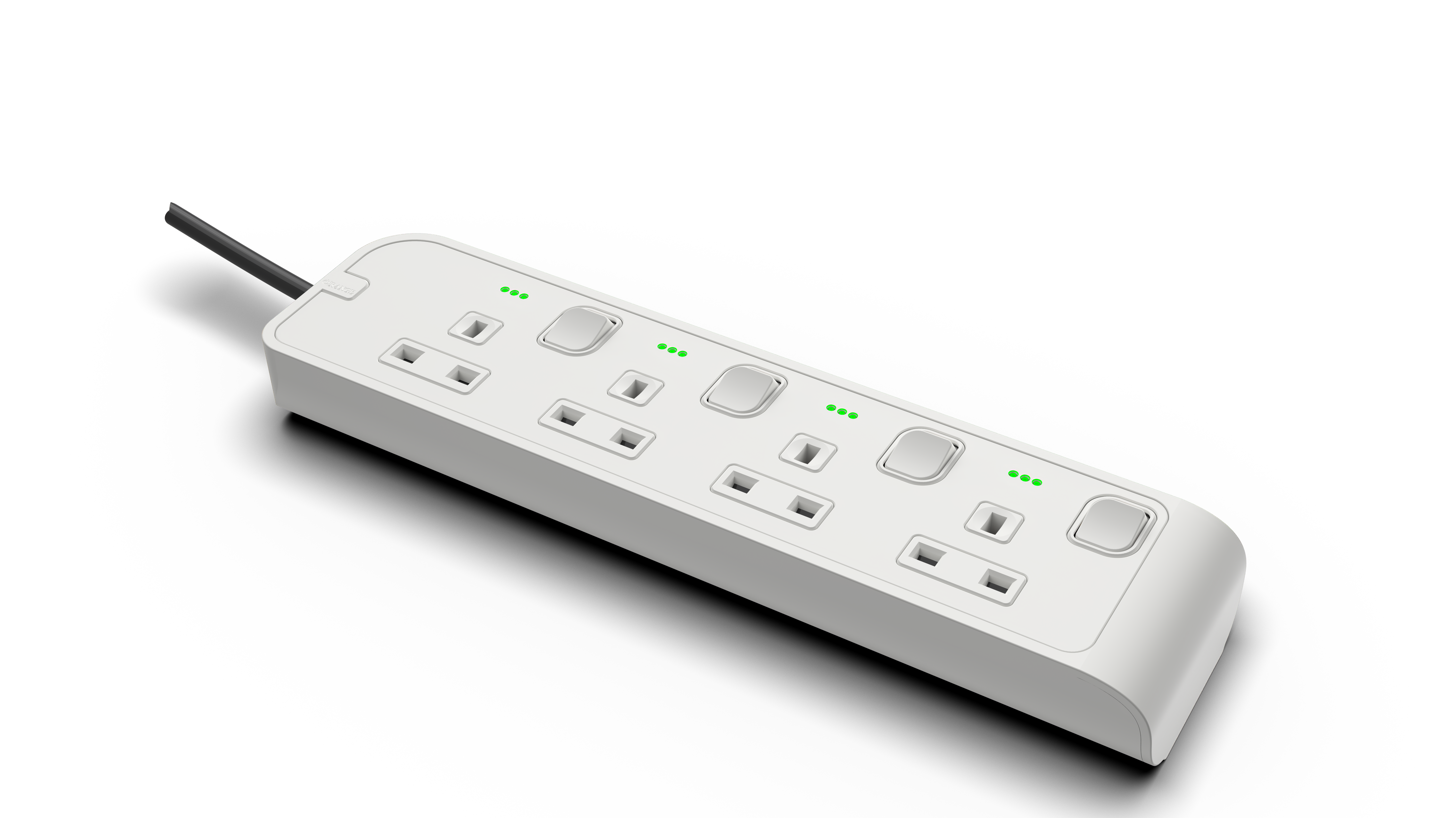 4 Outlet Power Strip with Indicator with 5Meter Cord White