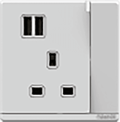 ODESSA 13Amp. 250V Single Switched Socket Outlet with Radium + 3.4 USB White