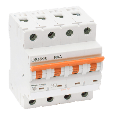 10KA 6Amp. 4Pole, Type C, 415V, 10kA MCB