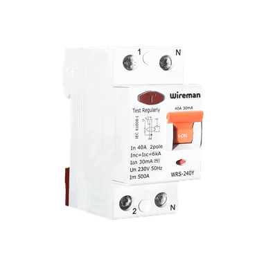 WIREMAN 40Amp. 2Pole 30mA, 230V RCCB