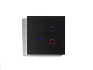 Smart Glass Switch Black, 4 buttons RGB