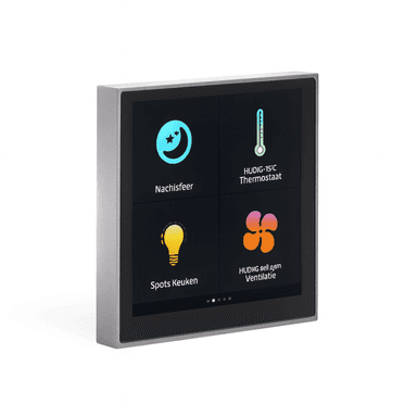 RoomMate Room Controller for 20 outputs with display and temperature sensor, black frame.