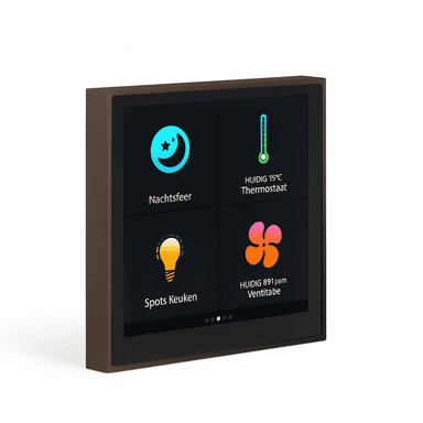 RoomMate Room Controller for 20 outputs with display and temperature sensor, classic bronze frame.