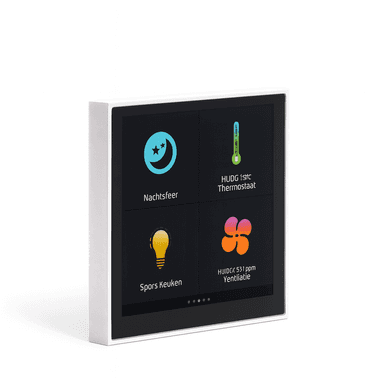 RoomMate Room Controller for 20 outputs with display and temperature sensor, white frame.