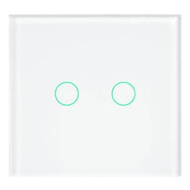 Smart Glass Switch White, 2 buttons RGB with temperature sensor